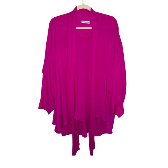 Balenciaga Long Sleeve Scarf Vareuse Blouse Fuchsia NWT - Picture 1 of 9